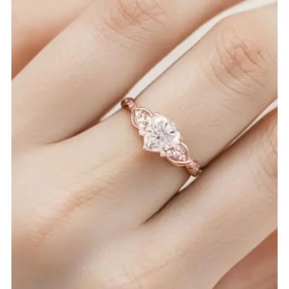 Heart Cut Timeless Moissanite Infinity Engagement Promise Ring in rose gold